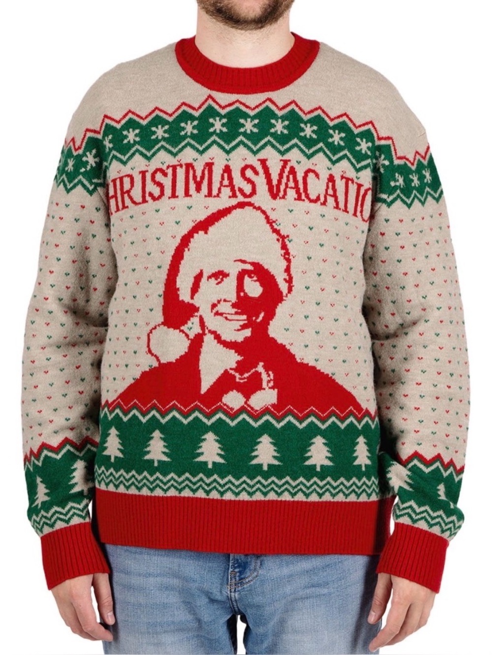 **NWT** Christmas Vacation Crewneck Sweater - Red, Green, Cream